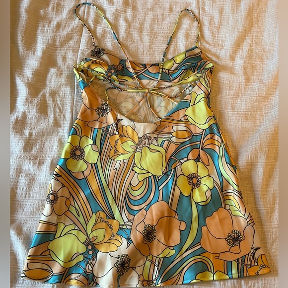ZARA Satin Effect Print Dress - Size Large - Picture 3 of 10